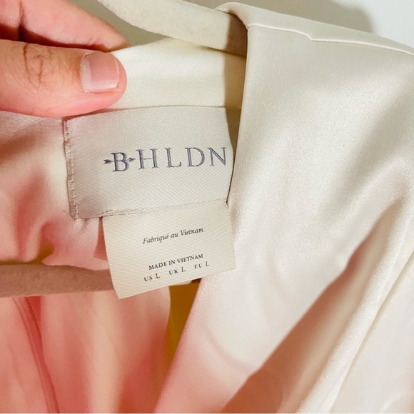 NWT BHLDN Maya Long-Sleeve Twist Satin Mini Dress Ivory Wedding Party Size Large - Picture 4 of 9